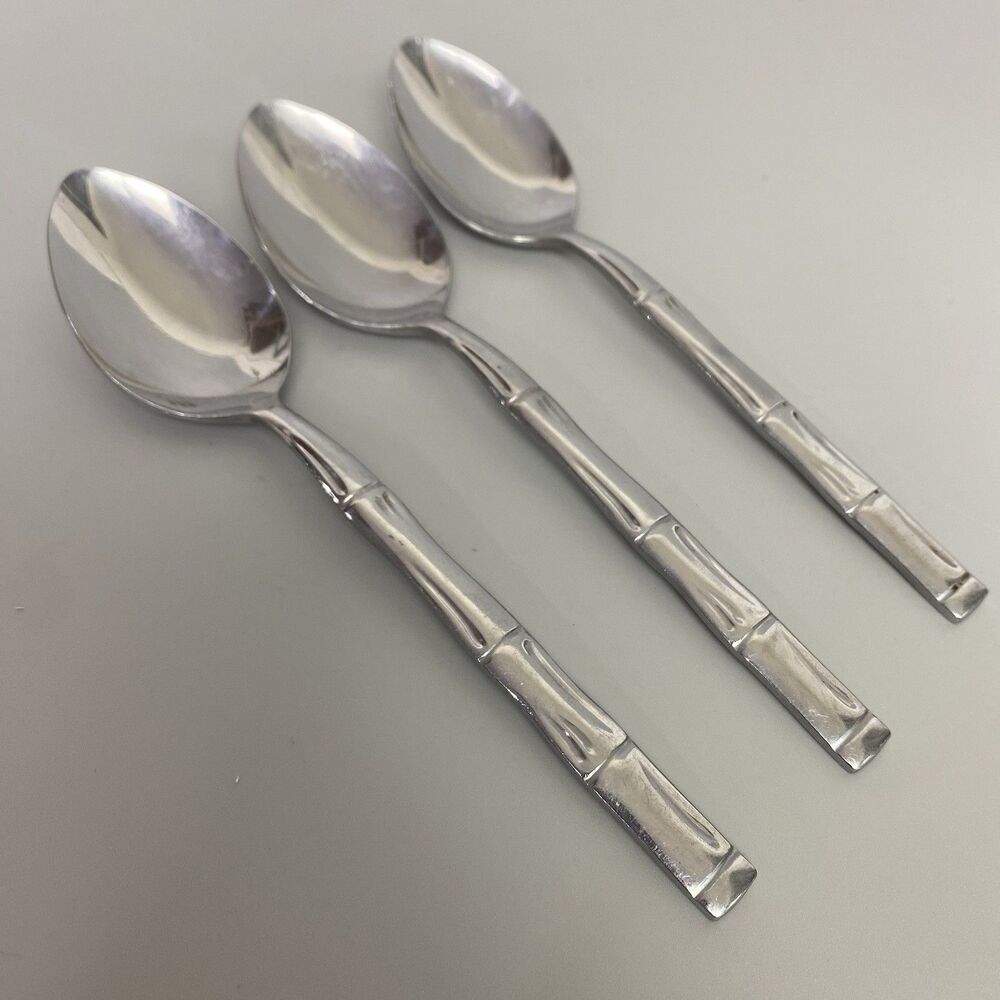 Reed & Barton Rebacraft Bamboo Teaspoons Set of 3 Stainless Steel Japan Flatware